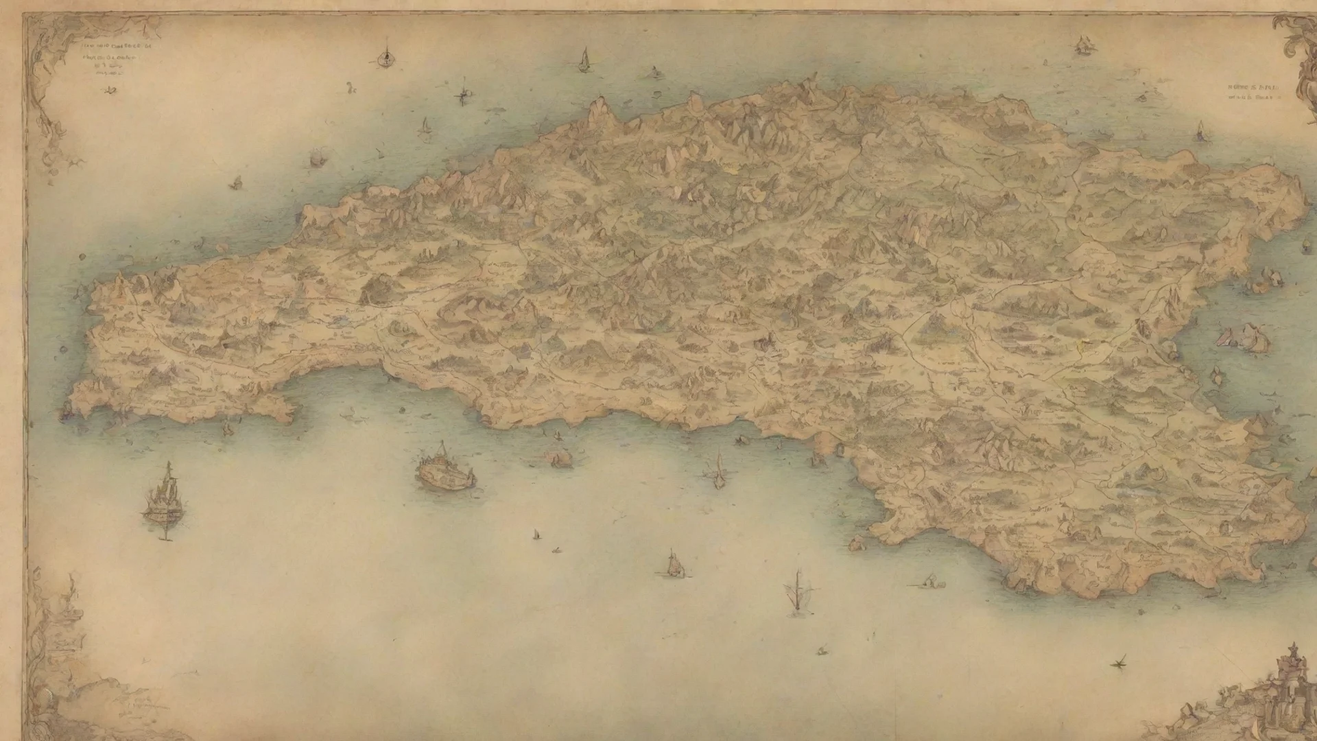 trending vintage map of a fantasy country coastline faded paper ar 912 good looking fantastic 1 wide