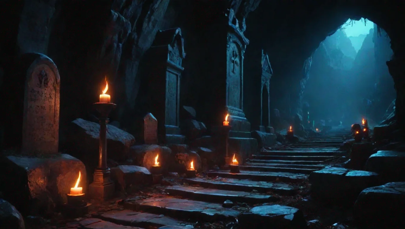 trending winding deep  graveyard in cave hd ghibli anime aesthetic dark horror 1800 vibe environment dark no lighting  good looking fantastic 1