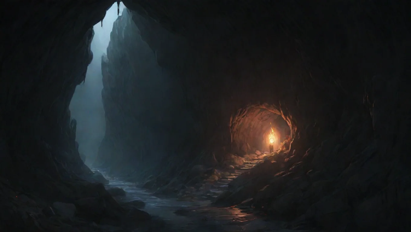 trending winding deep torchlit cave hd ghibli anime aesthetic dark horror 1800 vibe environment lit  good looking fantastic 1 widescreen