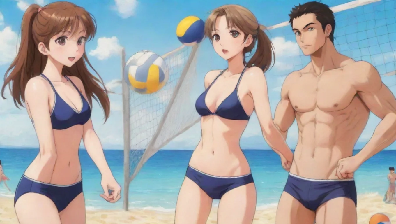 aitrending women and men anime cartoon playing beach volleyball good looking fantastic 1 widescreen