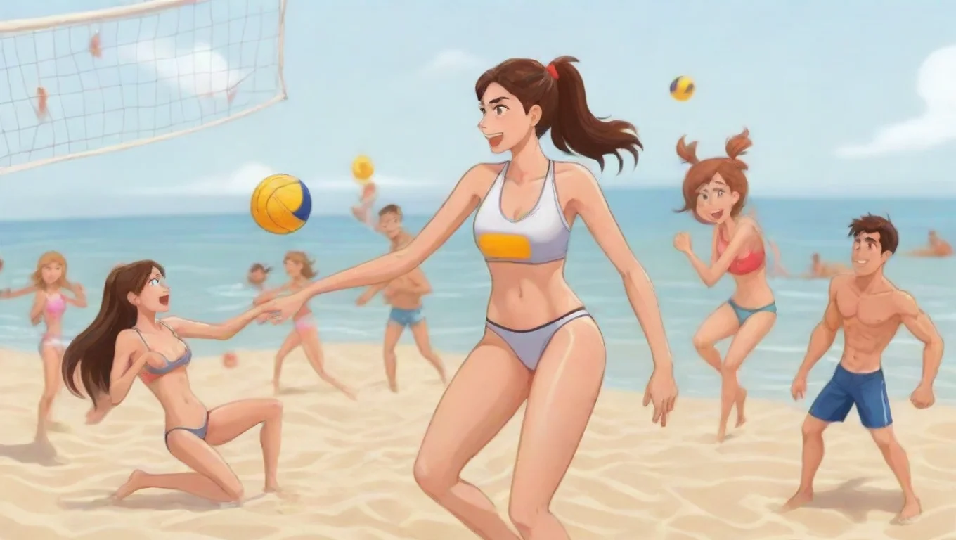 aitrending women and men cartoon playing beach volleyball good looking fantastic 1 widescreen