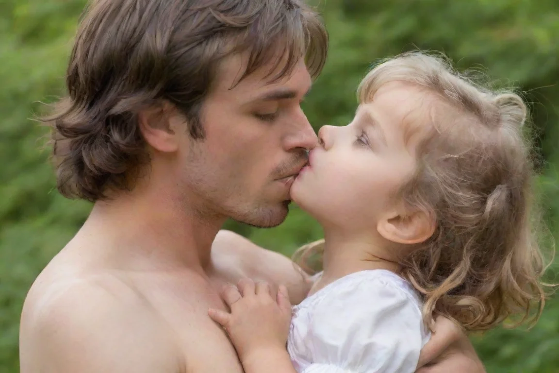 trending young adult male kisses very young little girl. he touches her chest.  good looking fantastic 1 landscape