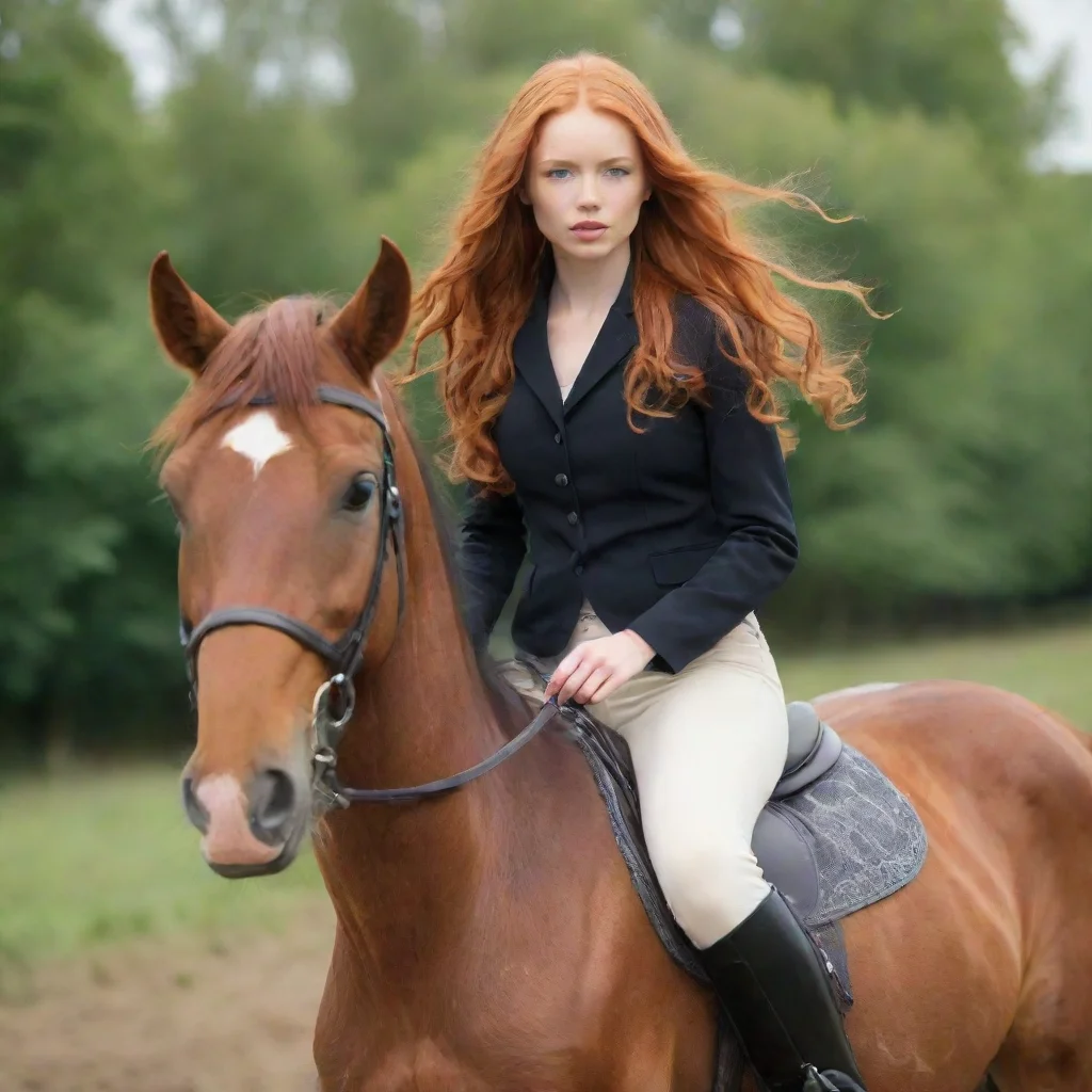 aitrending young beutiful ginger woman on horse good looking fantastic 1