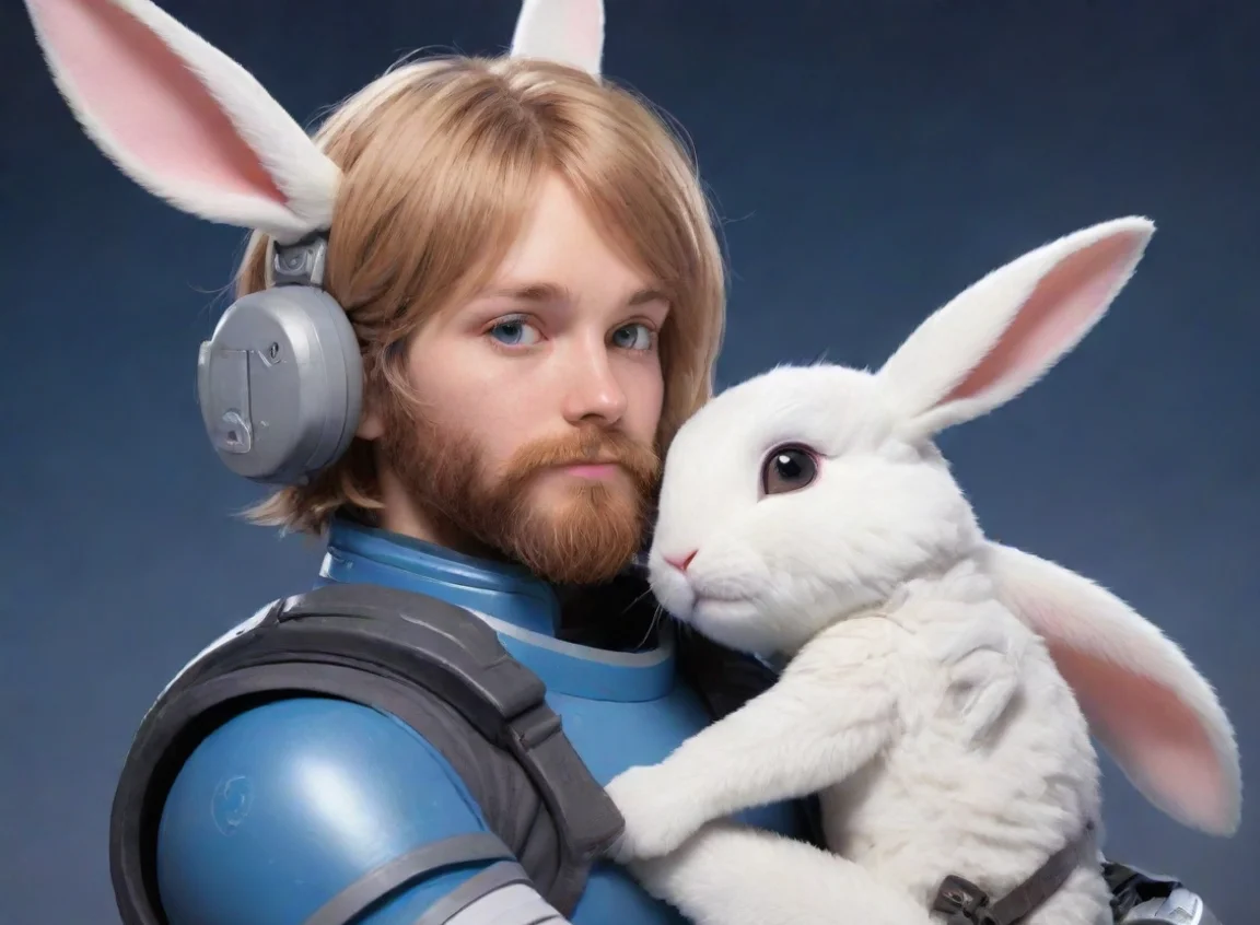 trending young swedish bearded space soldier hugging a anthro anime style rabbit woman hd good looking fantastic 1 landscape43
