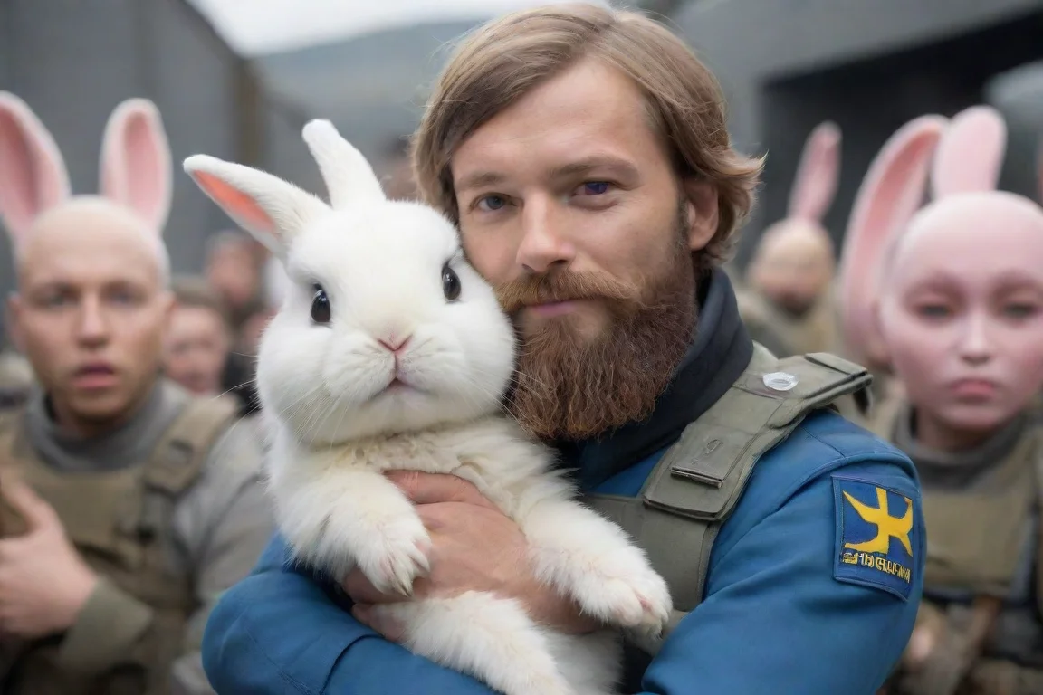 aitrending young swedish bearded space soldier hugging a cute alien rabbit parade hd good looking fantastic 1 landscape