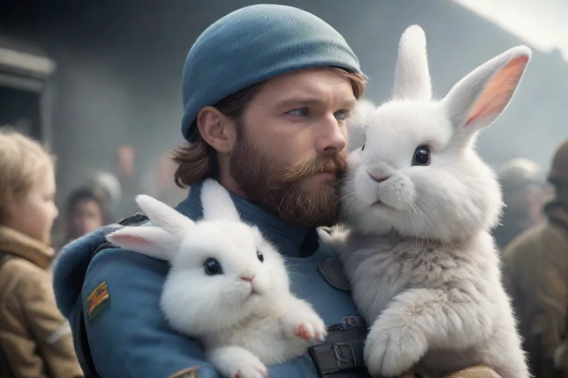 aitrending young swedish bearded space soldier hugging a cute furry alien rabbit parade hd good looking fantastic 1 landscape