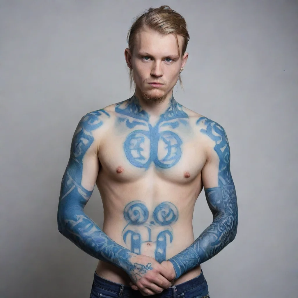 trending young swedish man blue nordic runes tattoos fantasy world good looking fantastic 1