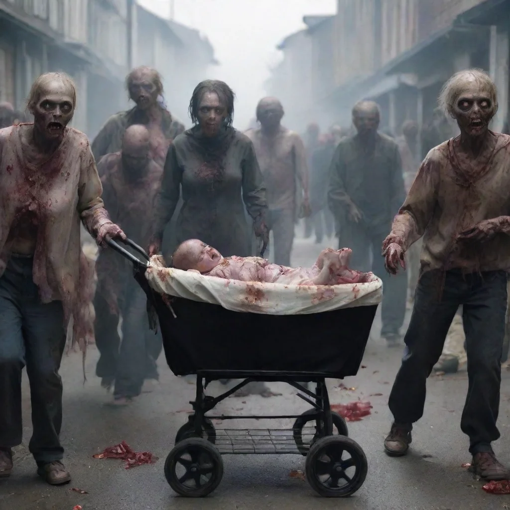 aitrending zombies surrounding a human newborn baby in a pram good looking fantastic 1