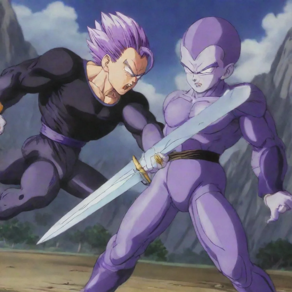 trunks blocking an attack from frieza with his sword