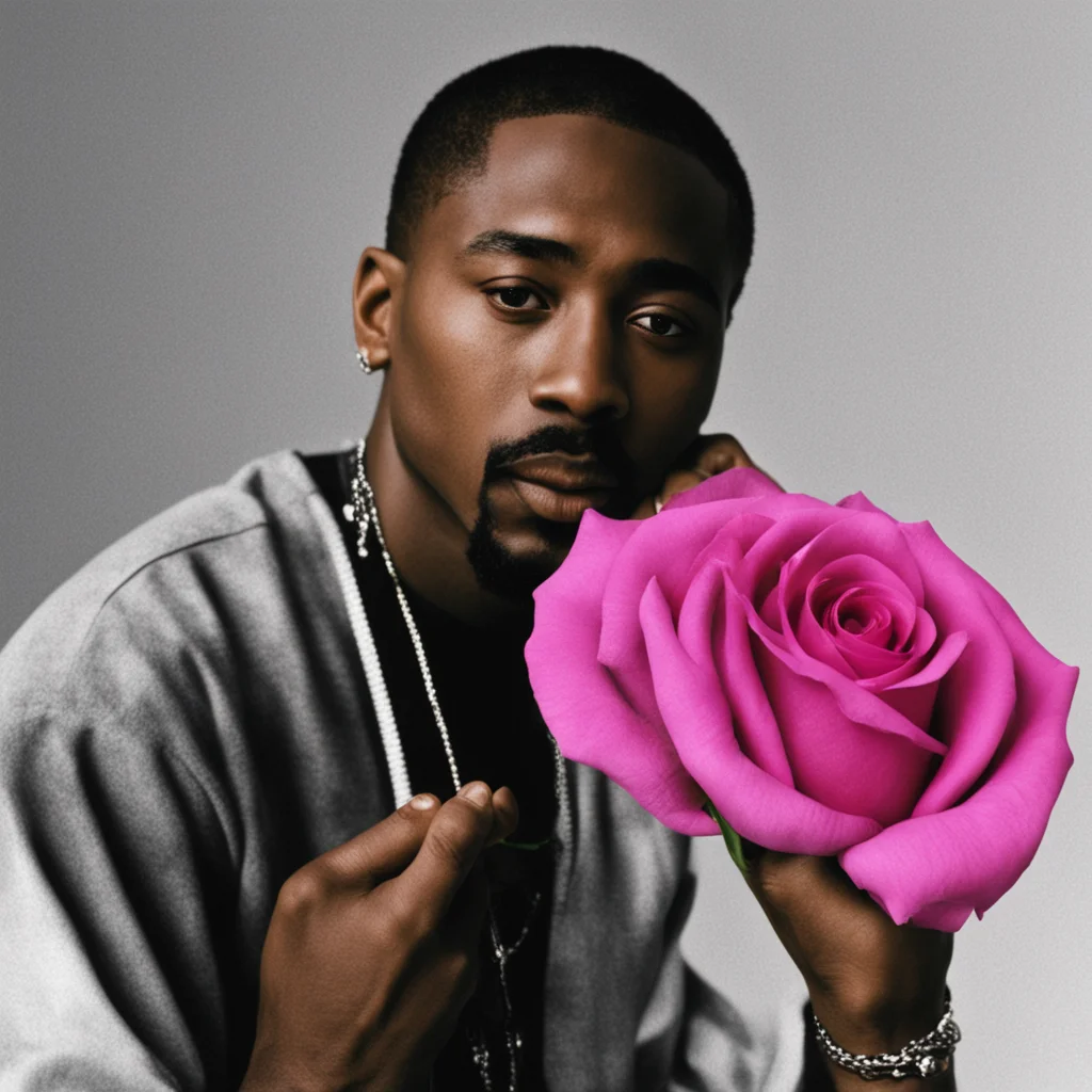 tupac shakur with rose amazing awesome portrait 2