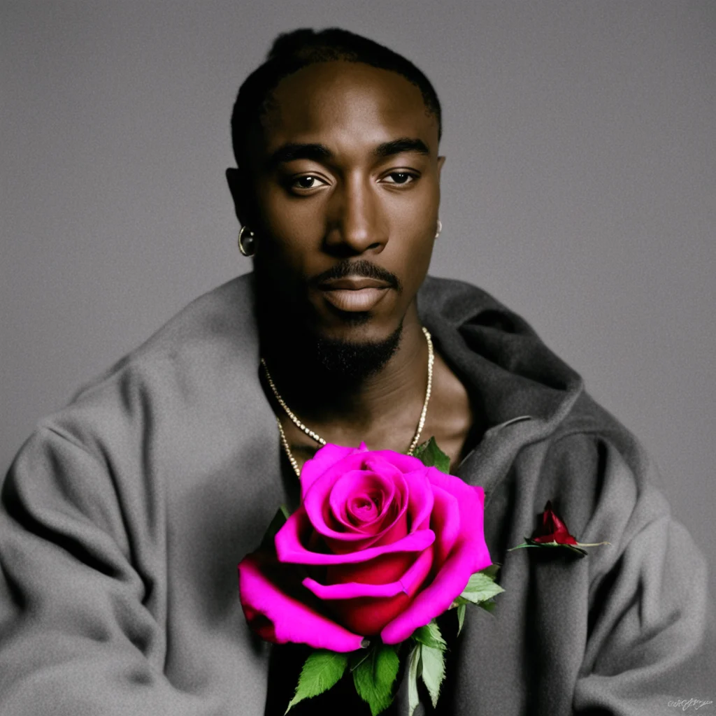 tupac shakur with rose confident engaging wow artstation art 3