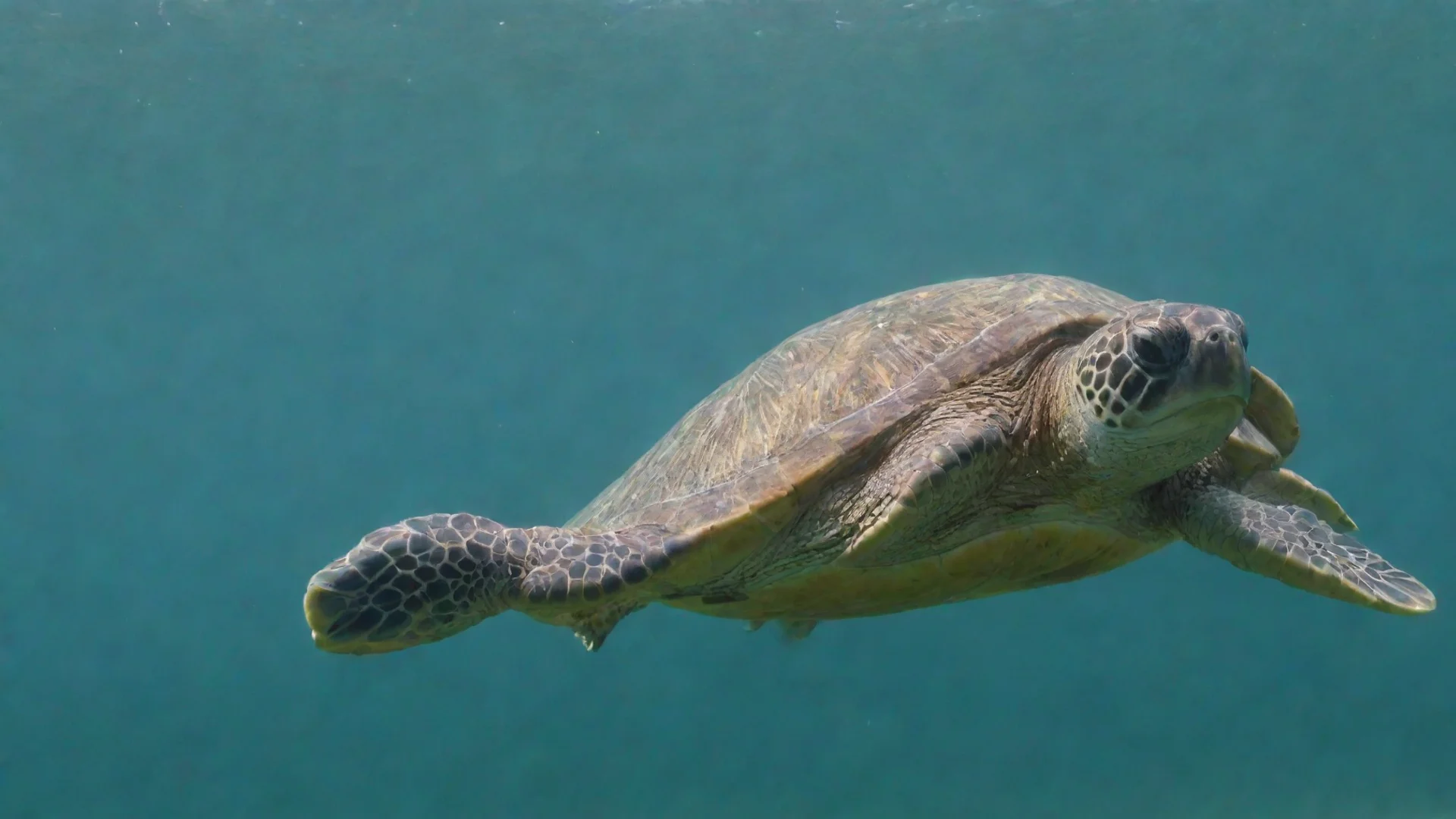 turtle swims through the air wide
