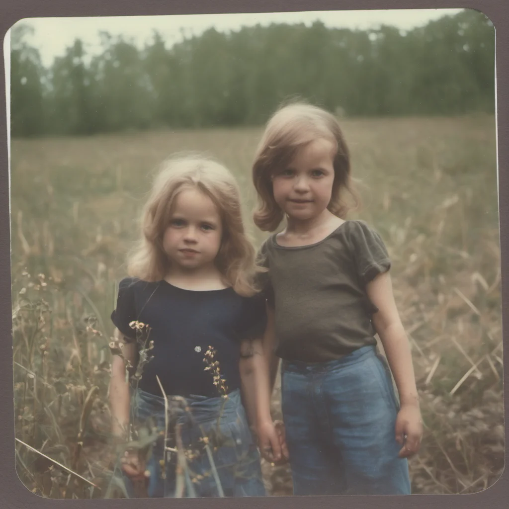 twee naakte duitse boerenmeisjes in een verlaten weiland vol koeien   polaroid style good looking trending fantastic 1