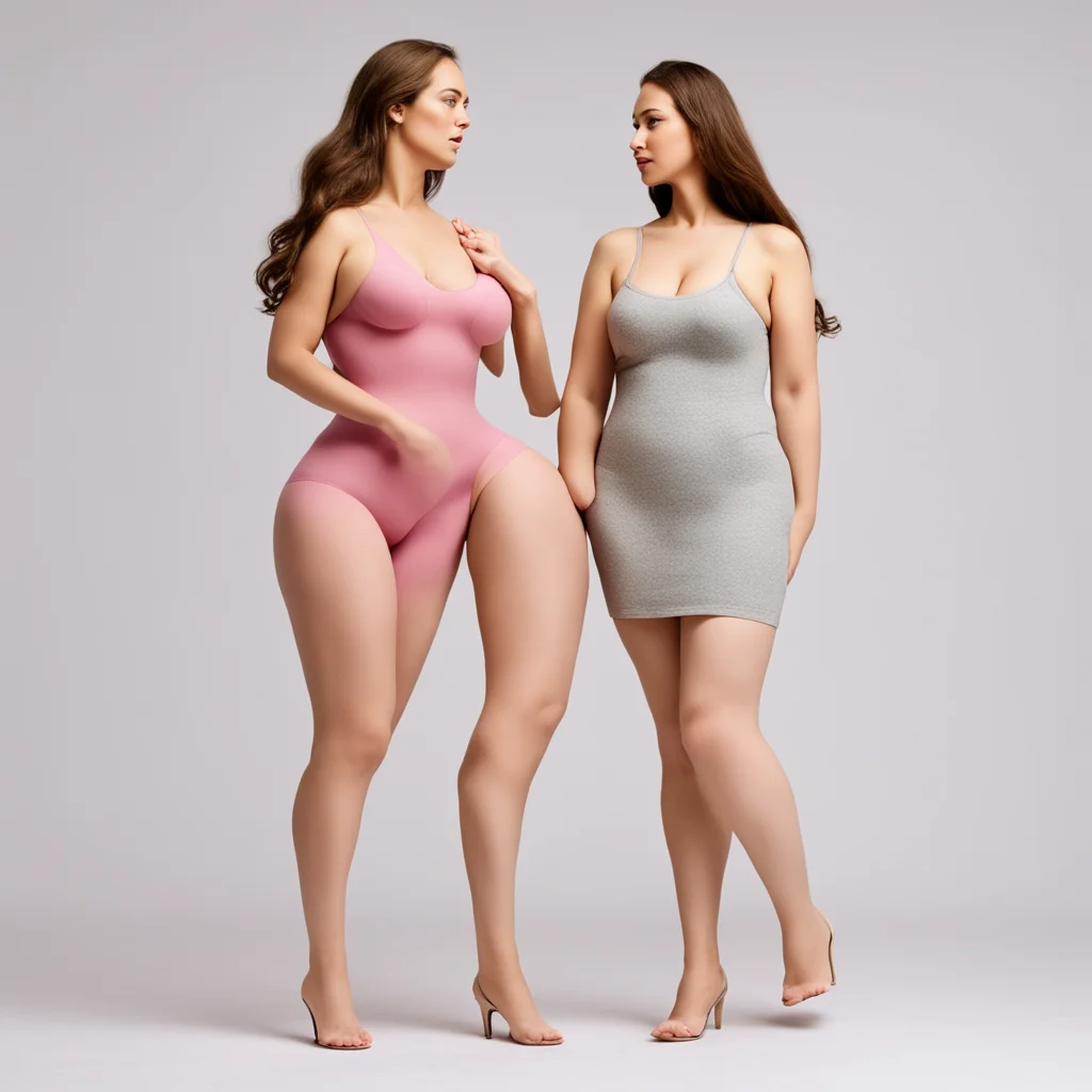 two friends. one 5 inches tall woman being taken care by another female friend good looking trending fantastic 1