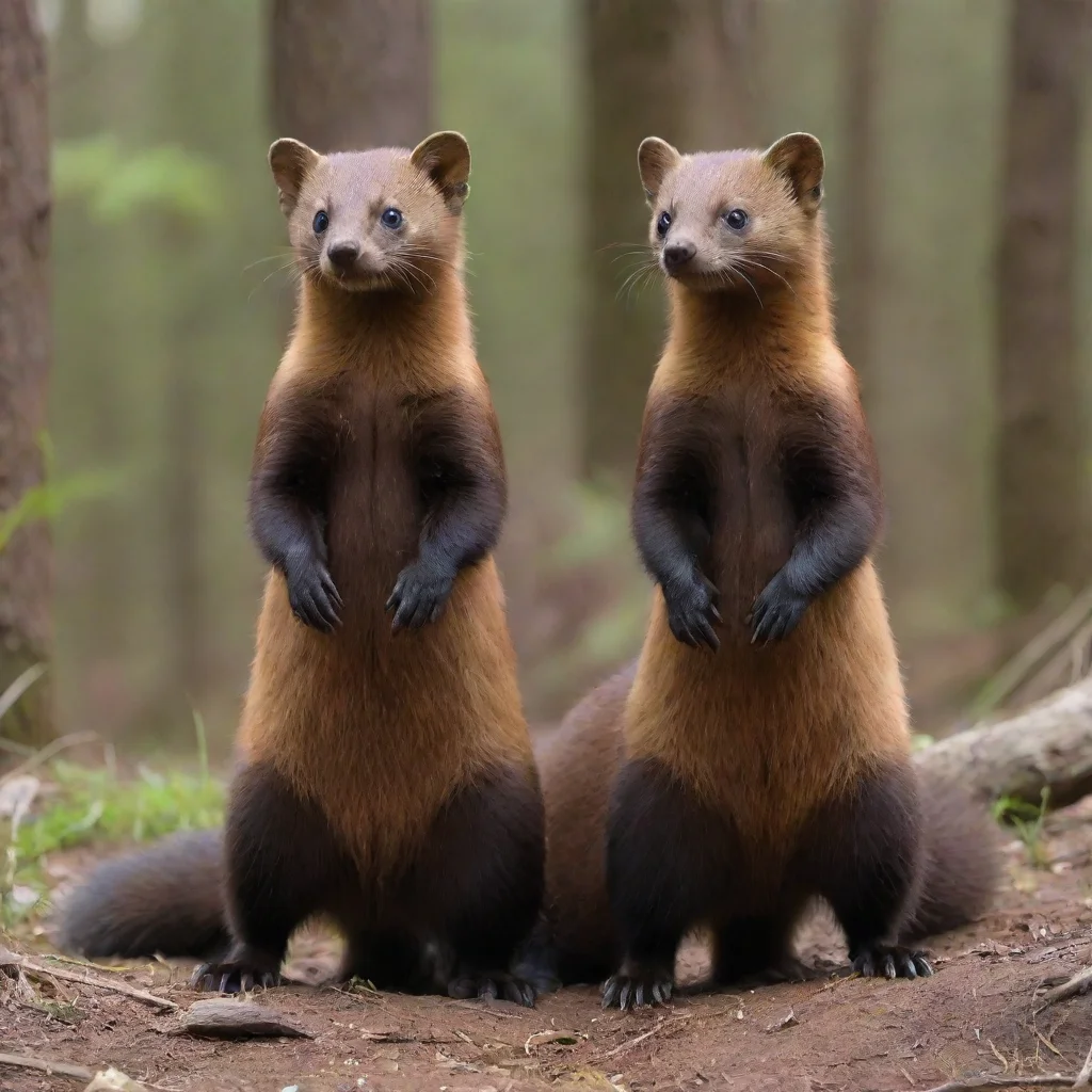 two giant pine martens standing together