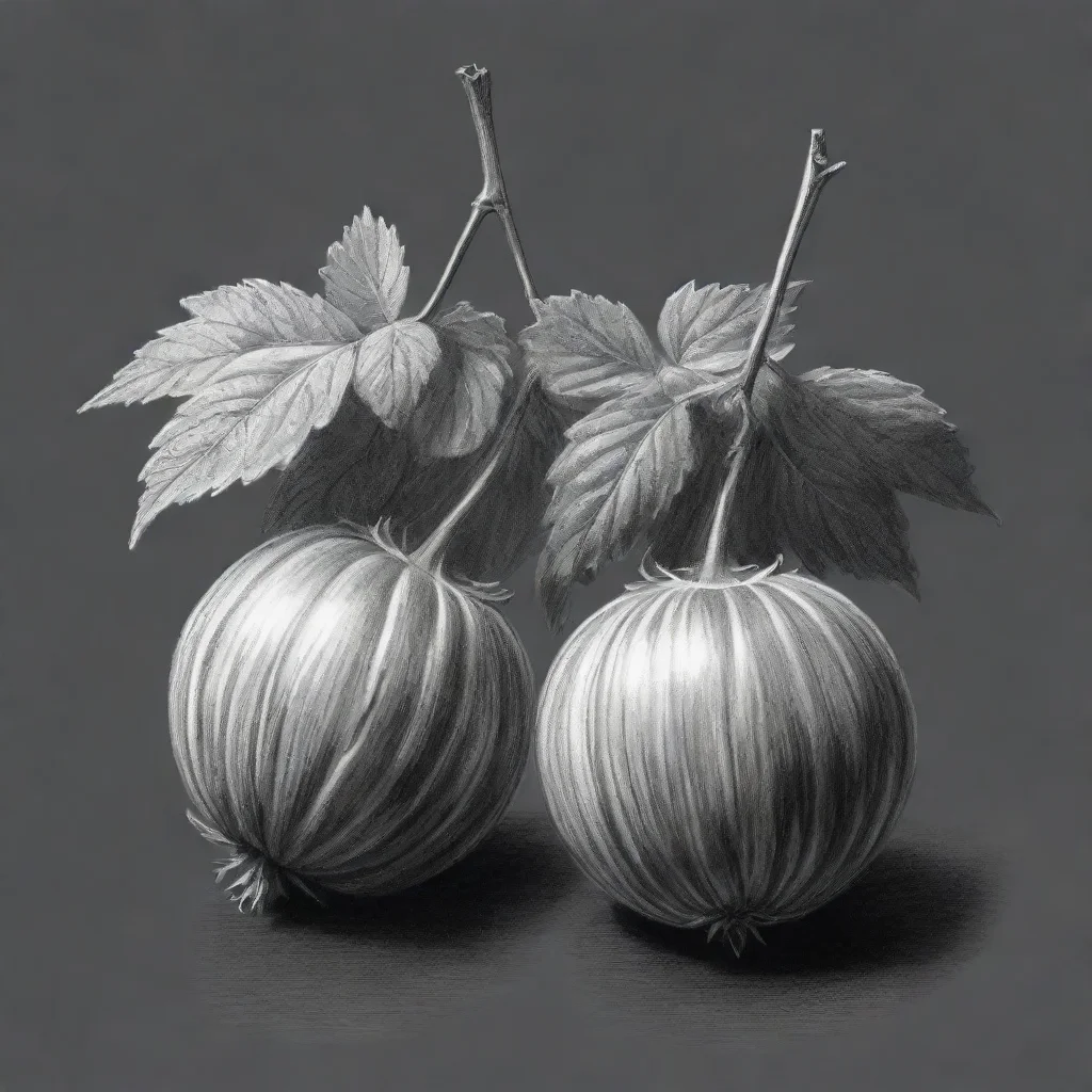 two gooseberries black and white drawing