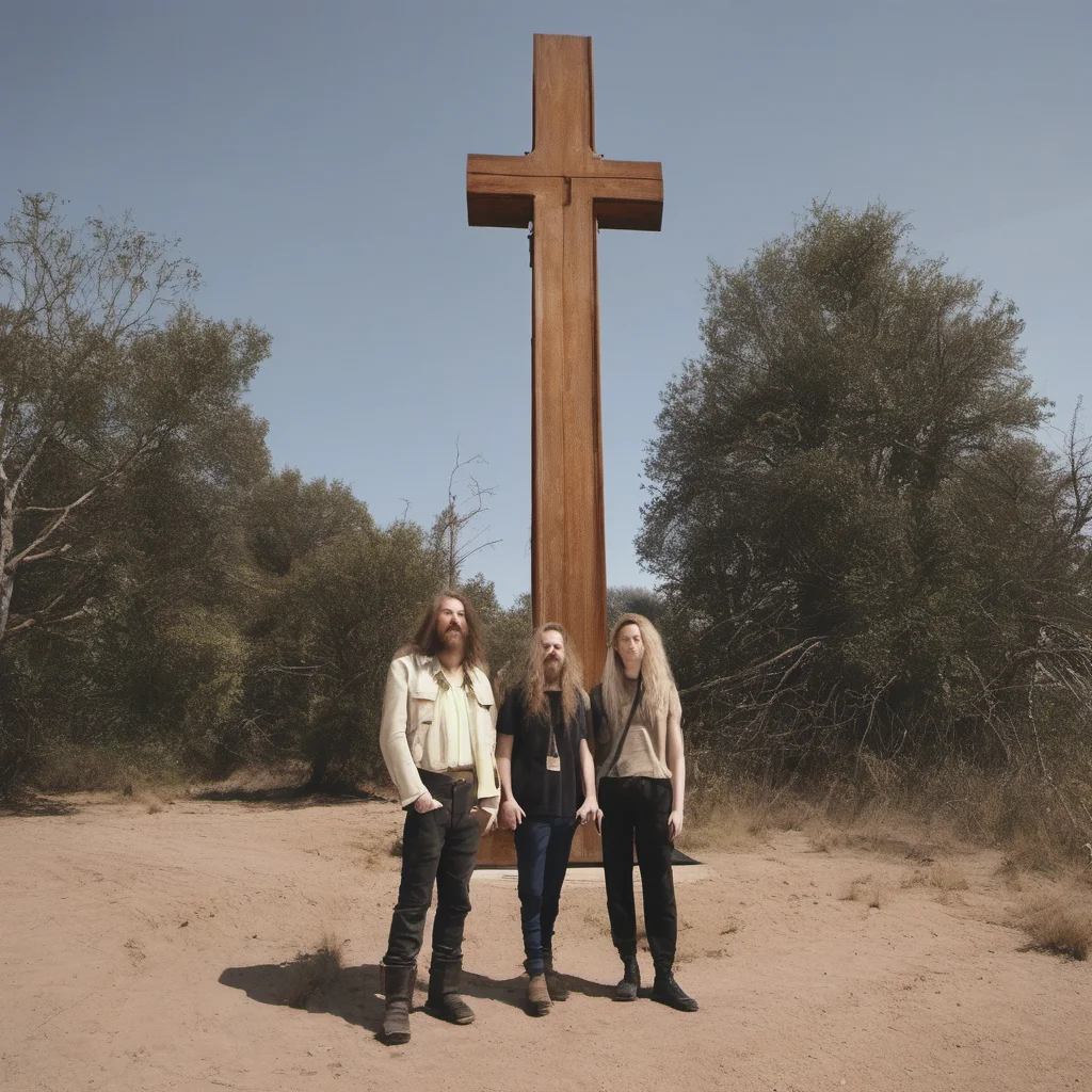two long haired people near a giant cross good looking trending fantastic 1