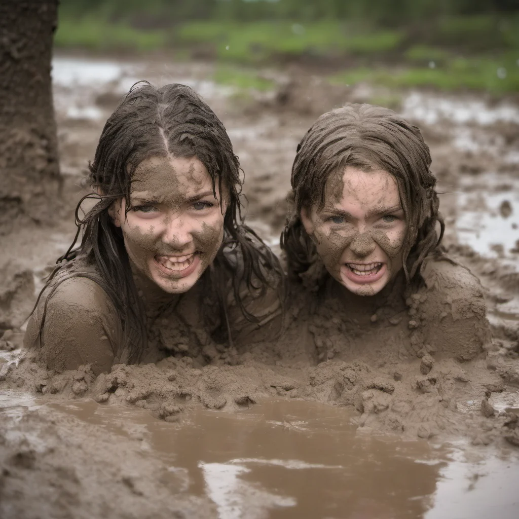 aitwo wilde girls going crazy in the mud