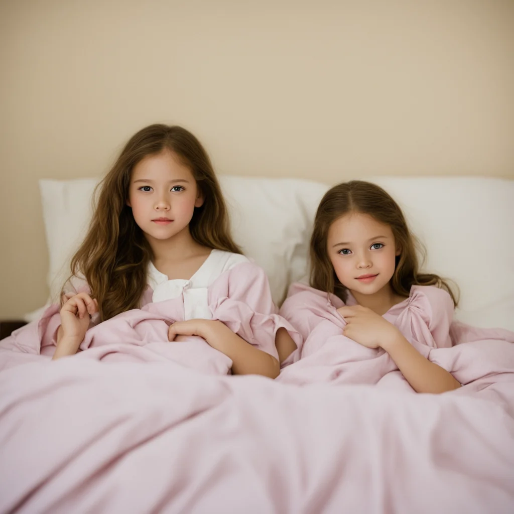 two young girls in a bed