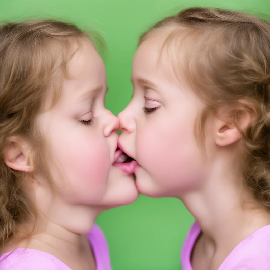 two young girls kissing