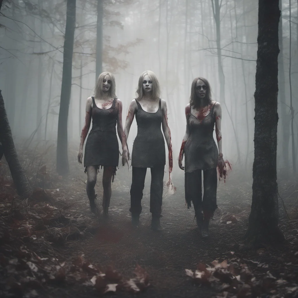 aitwo zombie girls slaughtering putin in a forest   fog   uncanny    realistic cinematic grunge  amazing awesome portrait 2