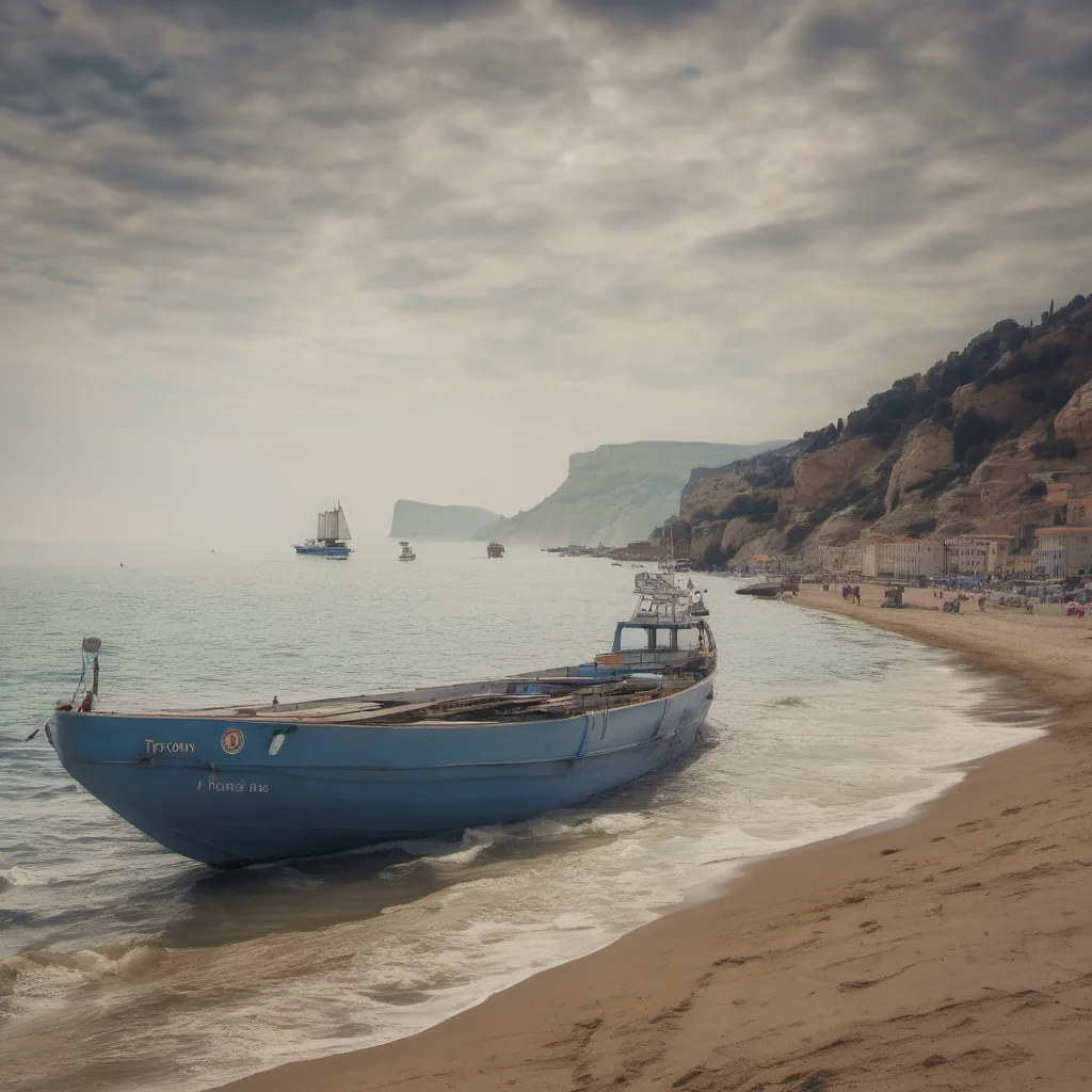 aiun barco troyano llegando a las playas de italia 