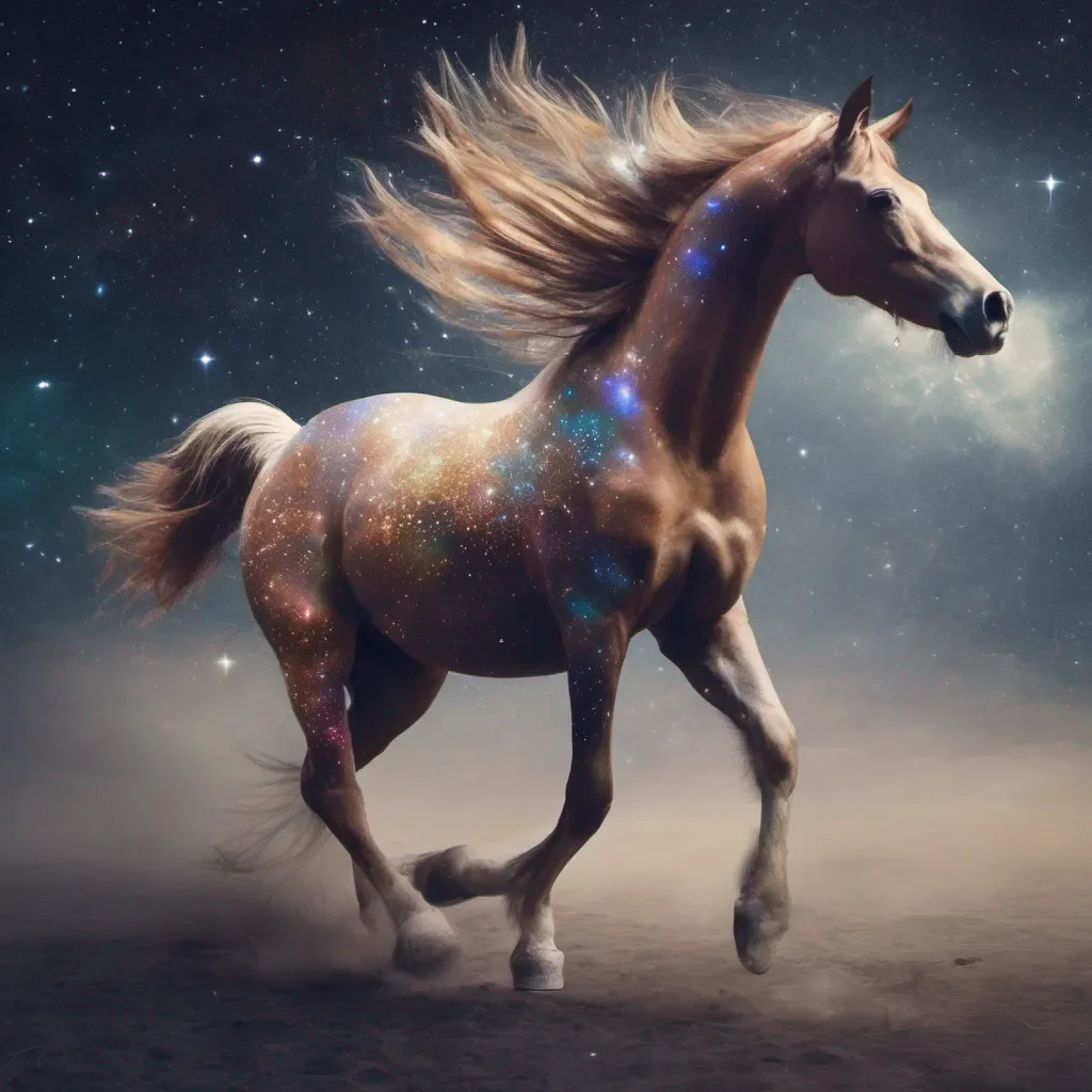 aiun caballo  fotando  en  el espacio  con  destellos bbrillantes good looking trending fantastic 1