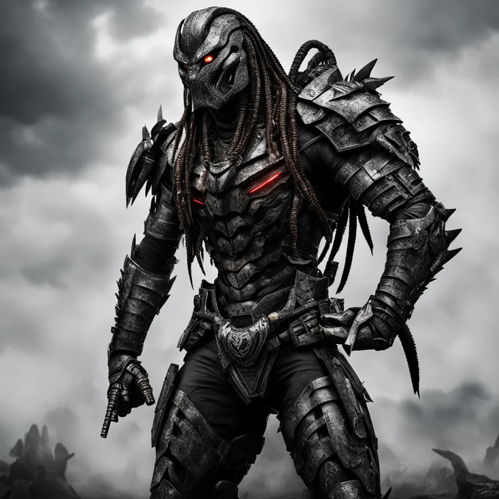 aiun hombre con una armadura como la de predator 