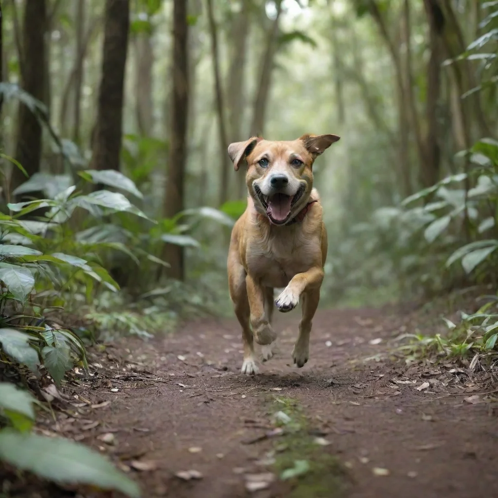 aiun perro corriendo en la jungla en un dia soleado