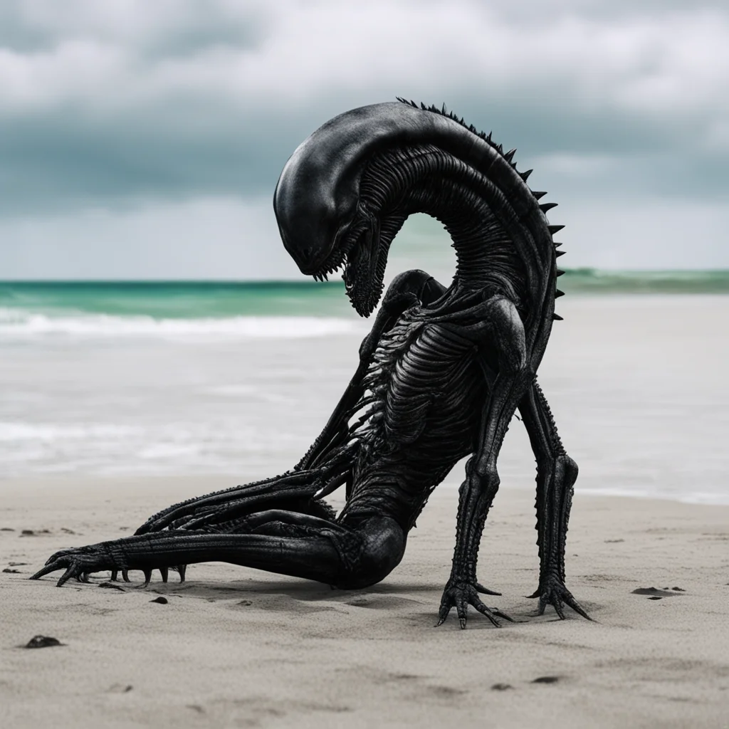 un xenomorph en la playa amazing awesome portrait 2
