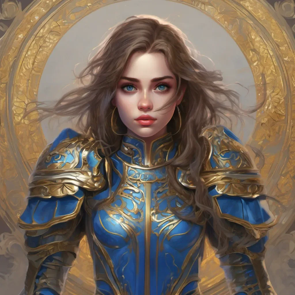 aiuna chica de pelo corto y medio rizo ojos azules y  y espejuelos de armadura redonda y dorada fantasy art amazing awesome portrait 2