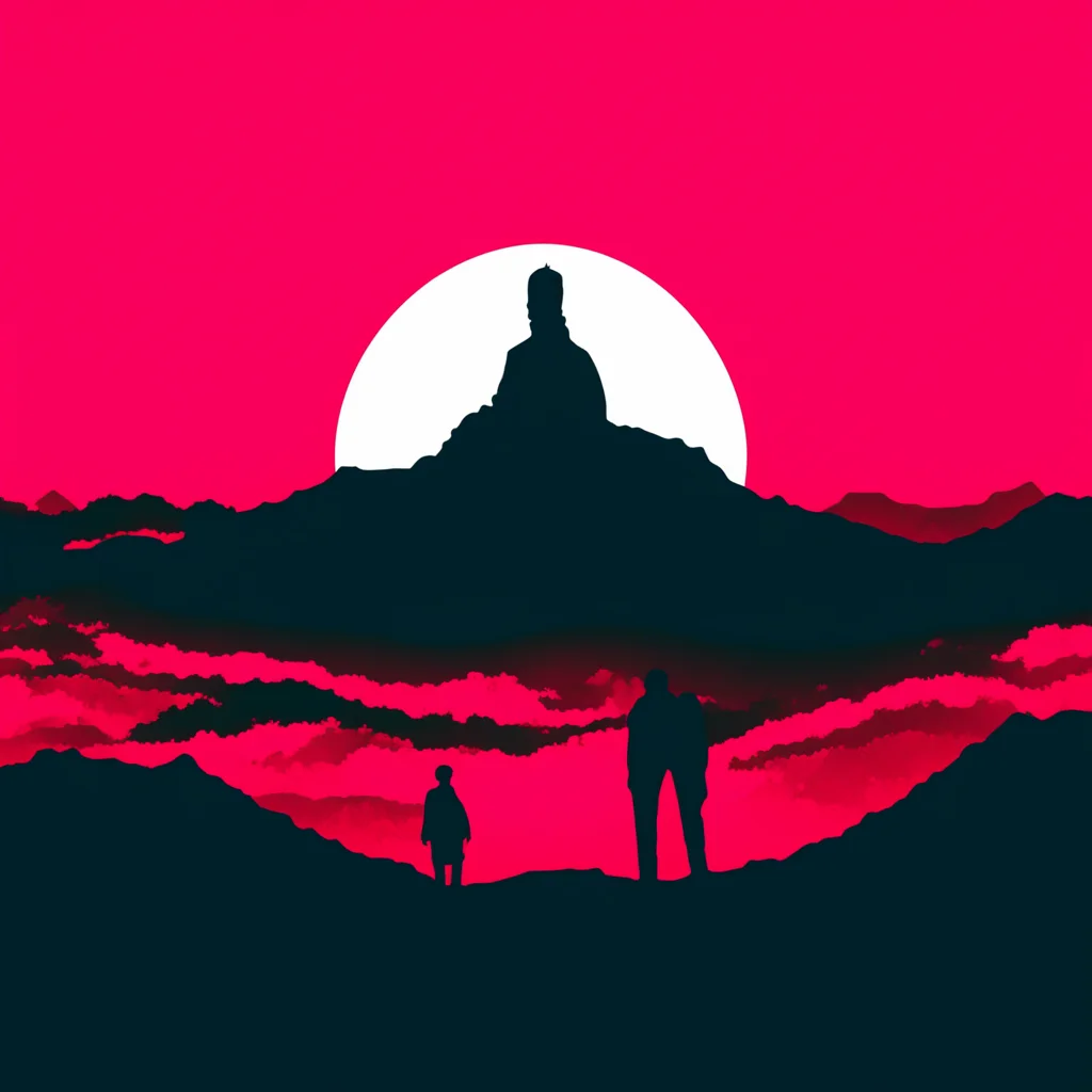vhs style black silhouette of person on a hill red  good looking trending fantastic 1