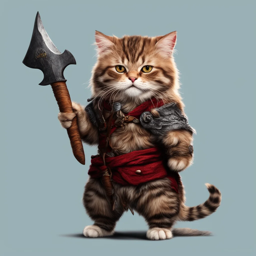 viking cat with axe confident engaging wow artstation art 3