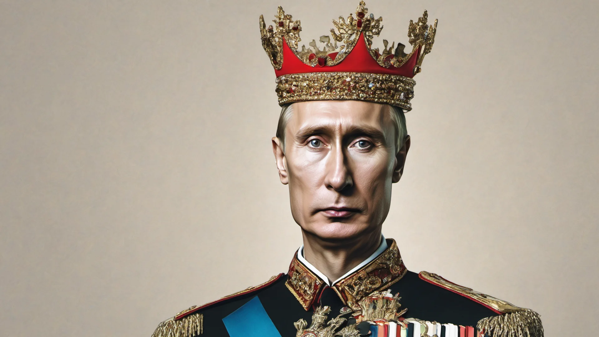 vladmir putin king with crown wide