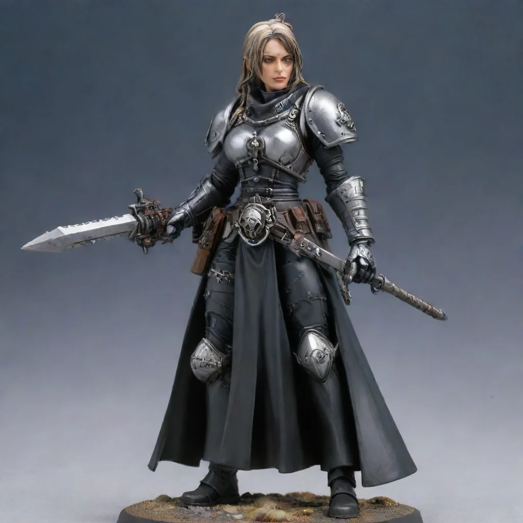 aiwarhammer 40k sister of battle in light armour with chain bayonet