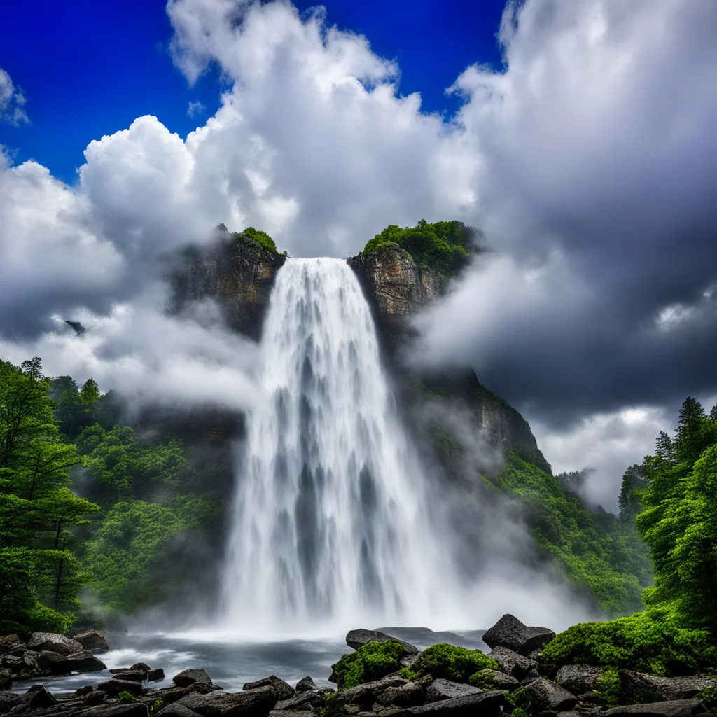 waterfall sky clouds