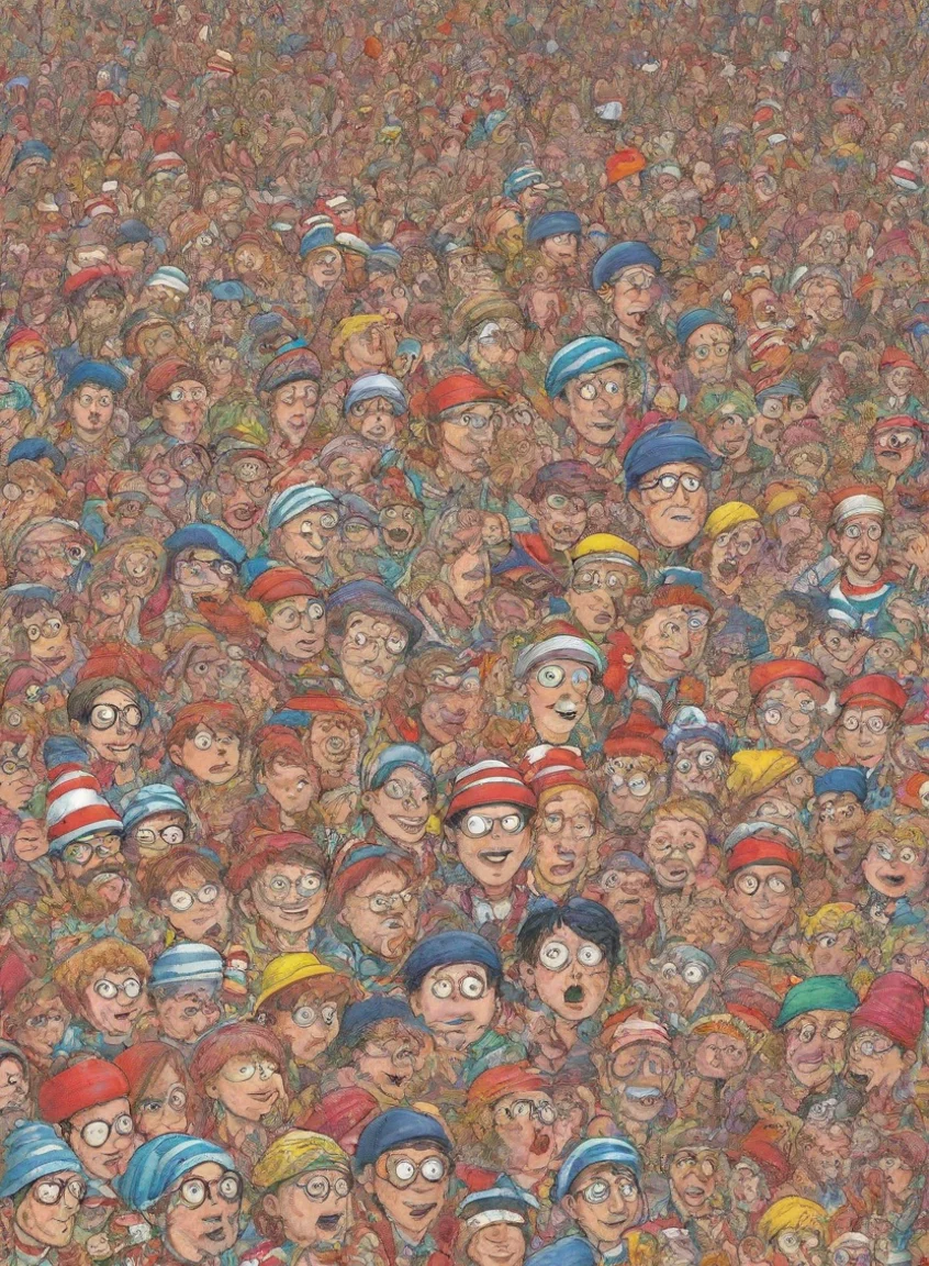 wheres wally lots of characters chaos intensity hd drawn colorful book art portrait43