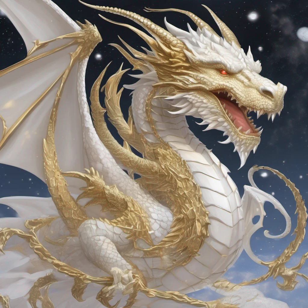 white and gold dragon stars fantasy art good looking trending fantastic 1