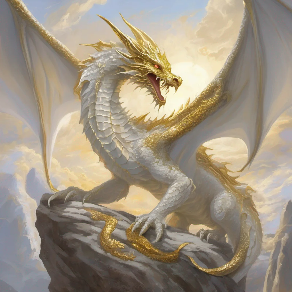white and gold dragon sun fantasy art amazing awesome portrait 2