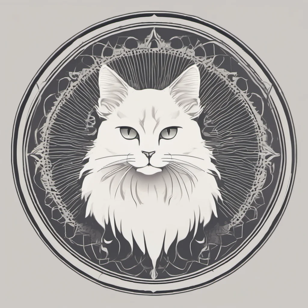 white persa cat minimalist circular 1 color flat design good looking trending fantastic 1