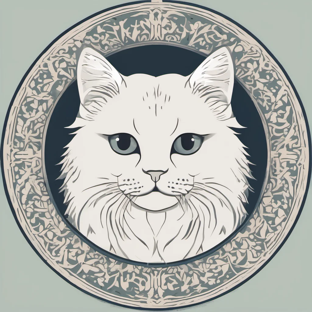 white persa cat minimalist circular 1 color flat design