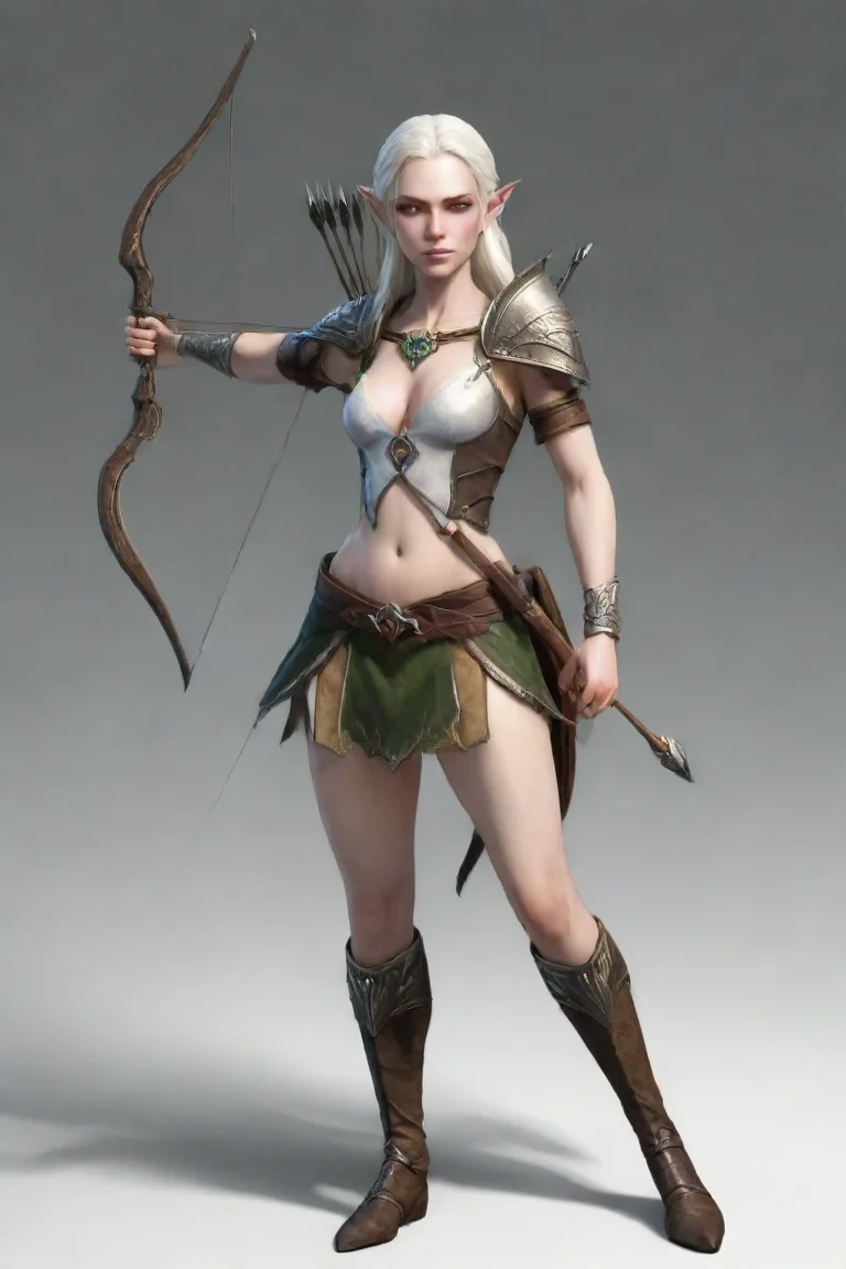 white skinned elf weaponized archer leoglas portrait