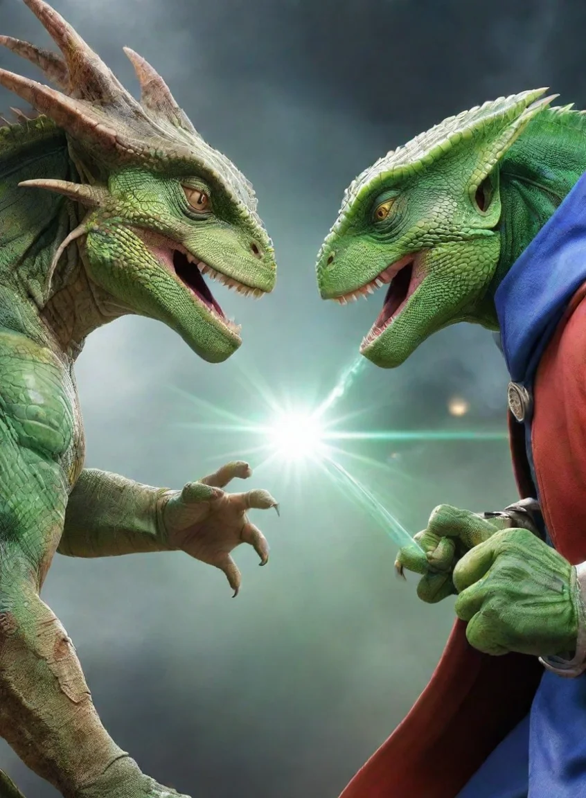 wizard vs lizard fight game head to head vs poster hd anime epic detailed portrait43