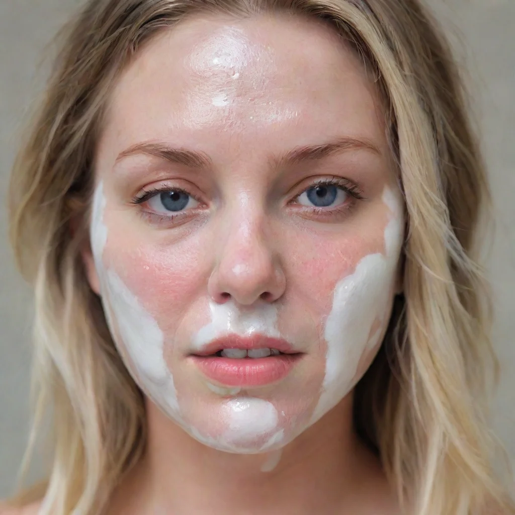 woman upset to have white slime on her face