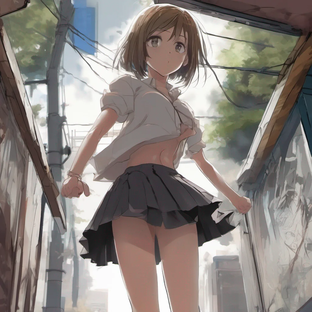 young anime girl exposing her privates by lifting her skirt. amazing awesome portrait 2