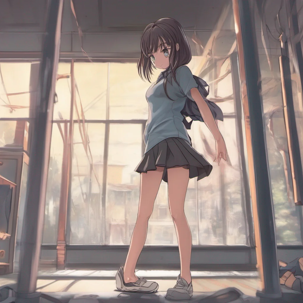 aiyoung anime girl exposing her privates by lifting her skirt.
