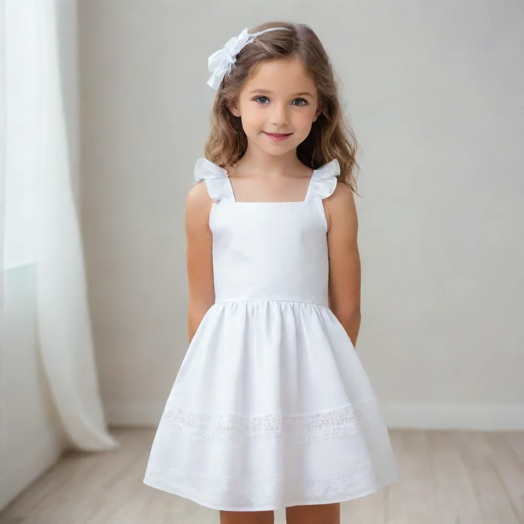 aiyoung girl in cute little white dress
