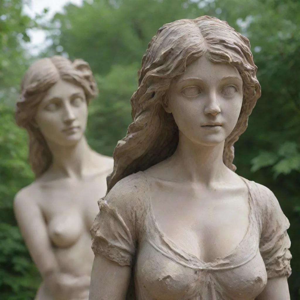 aiyoung woman petrified into beutifull statue