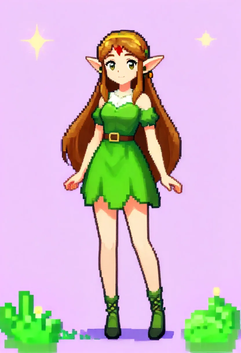 Aesthetic elf woman in 8-bit nes sprite art style