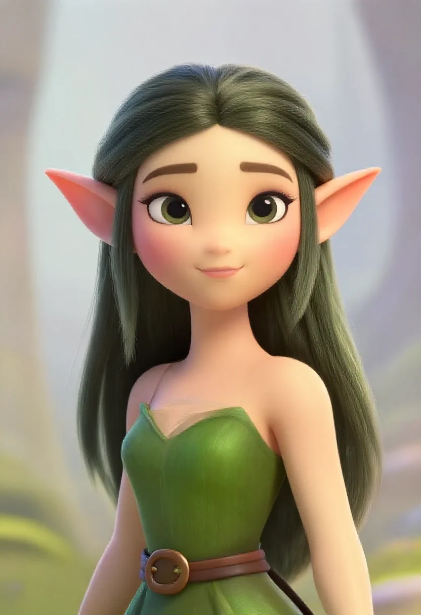 Aesthetic elf woman in pixar-style soft 3d character render style